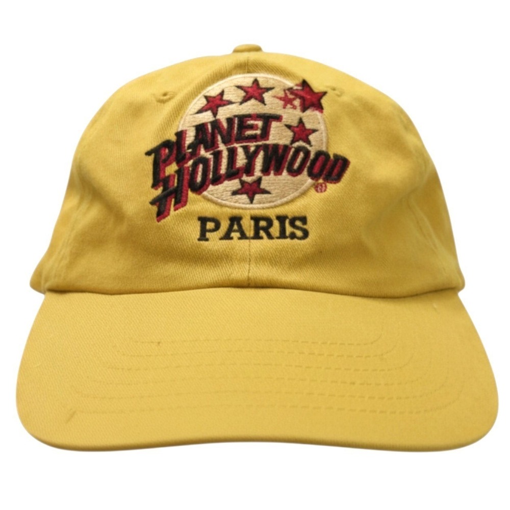 Vintage PLANET HOLLYWOOD PARIS Golden Yellow ADJUSTABLE BACK Twill HAT CAP OS - Picture 2 of 6